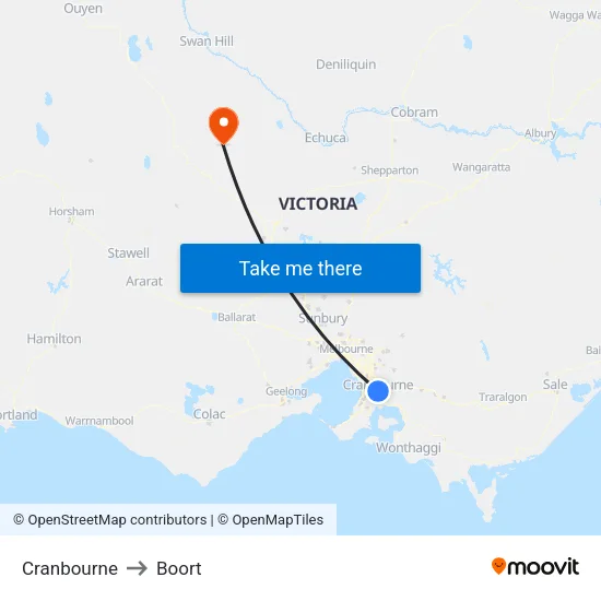 Cranbourne to Boort map