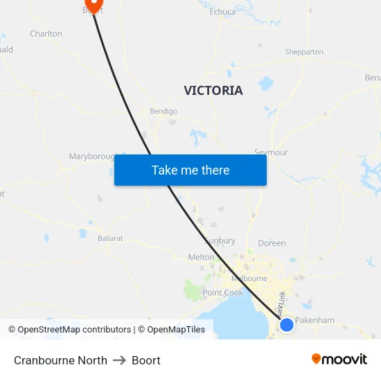 Cranbourne North to Boort map