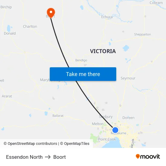 Essendon North to Boort map