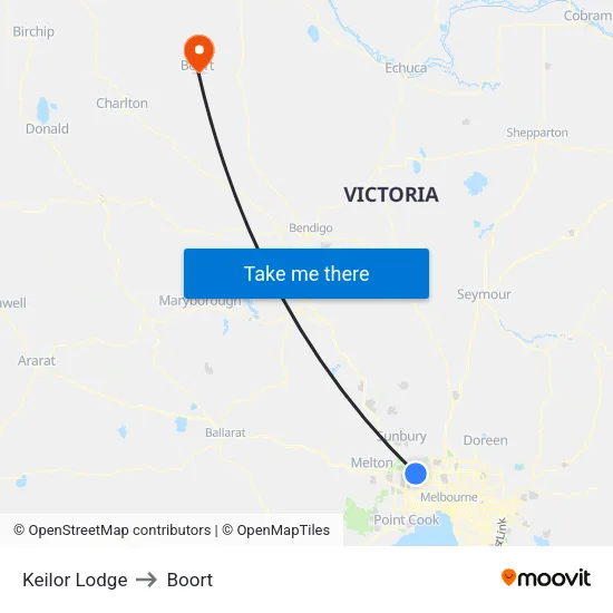 Keilor Lodge to Boort map
