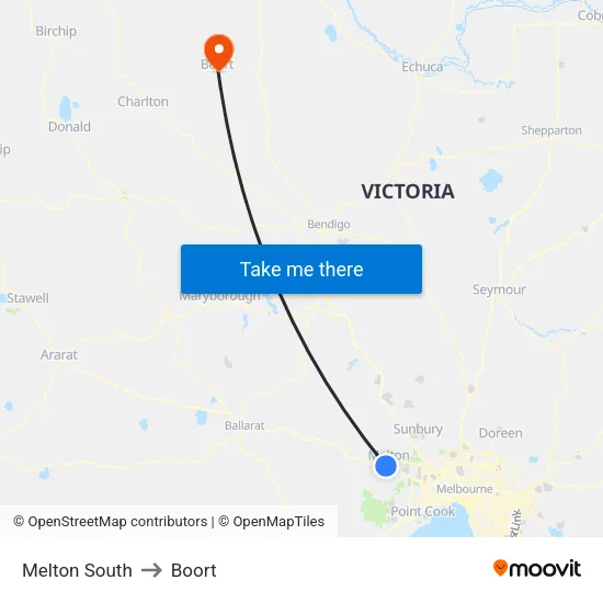 Melton South to Boort map