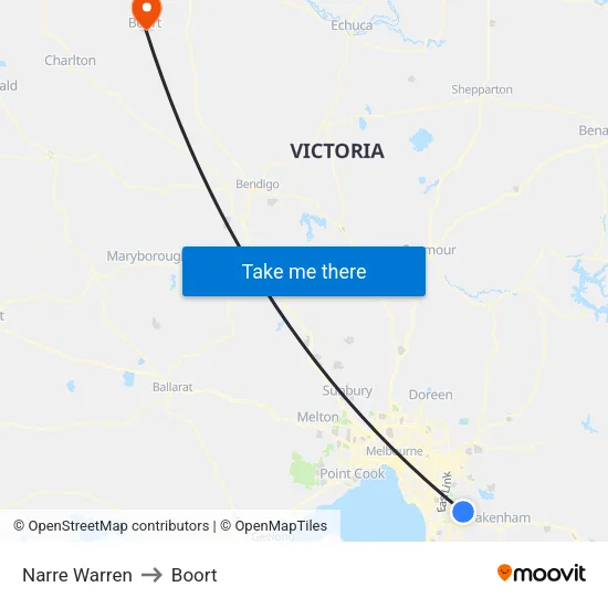 Narre Warren to Boort map
