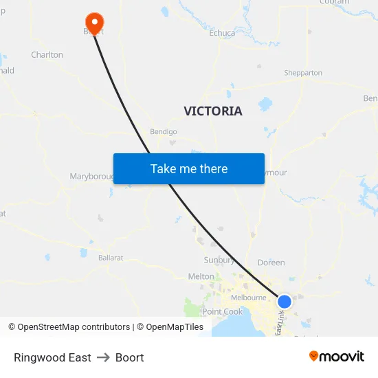 Ringwood East to Boort map