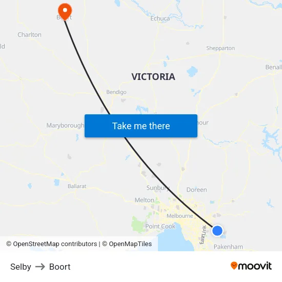 Selby to Boort map