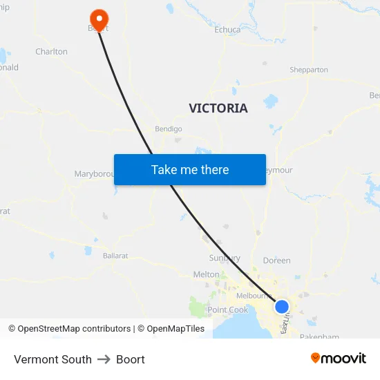 Vermont South to Boort map