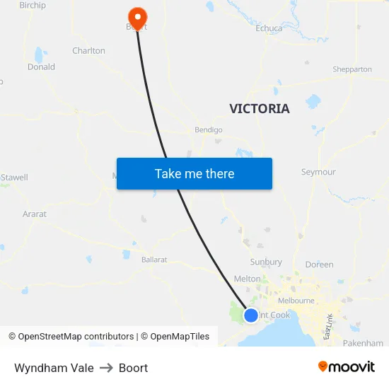 Wyndham Vale to Boort map