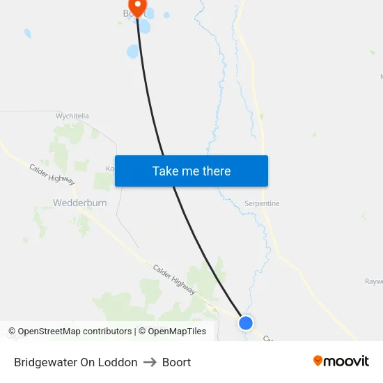 Bridgewater On Loddon to Boort map