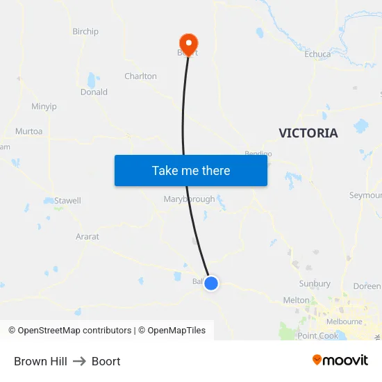 Brown Hill to Boort map