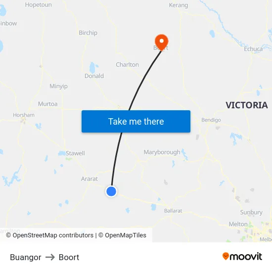 Buangor to Boort map
