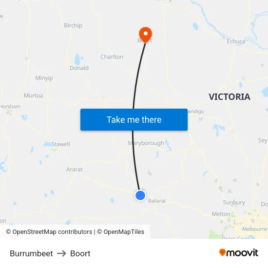 Burrumbeet to Boort map