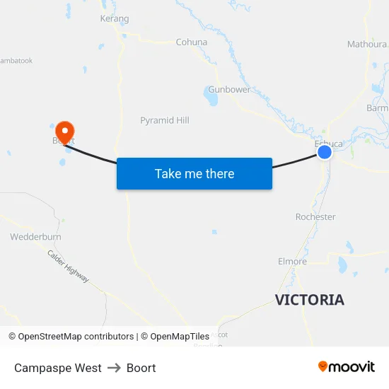 Campaspe West to Boort map