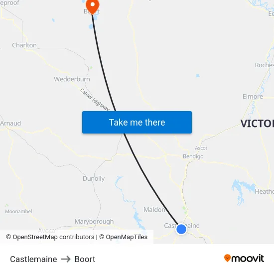 Castlemaine to Boort map