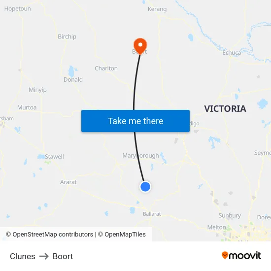 Clunes to Boort map