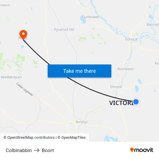 Colbinabbin to Boort map