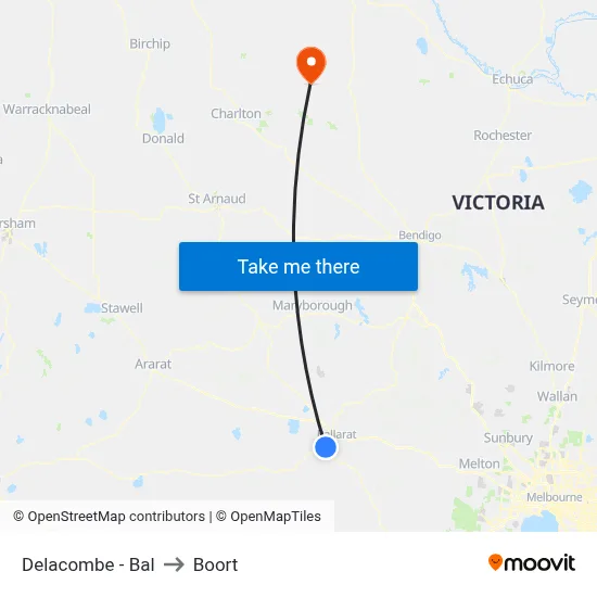 Delacombe - Bal to Boort map