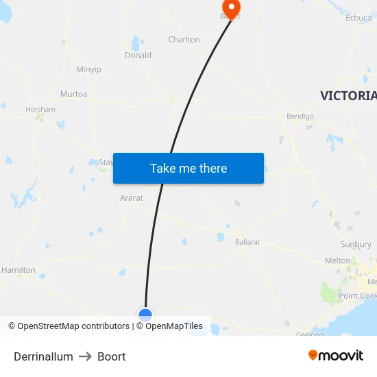 Derrinallum to Boort map