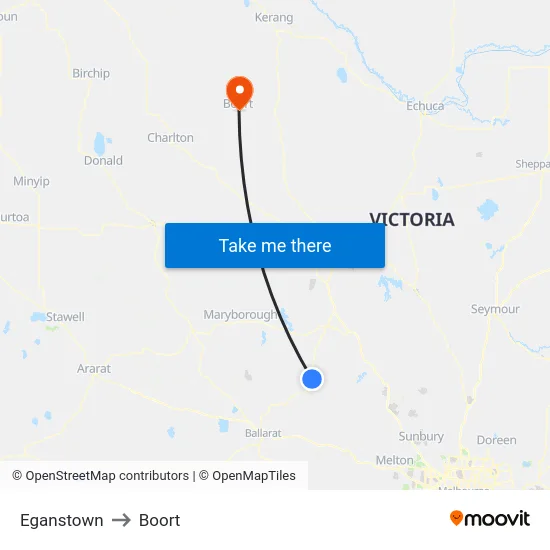 Eganstown to Boort map