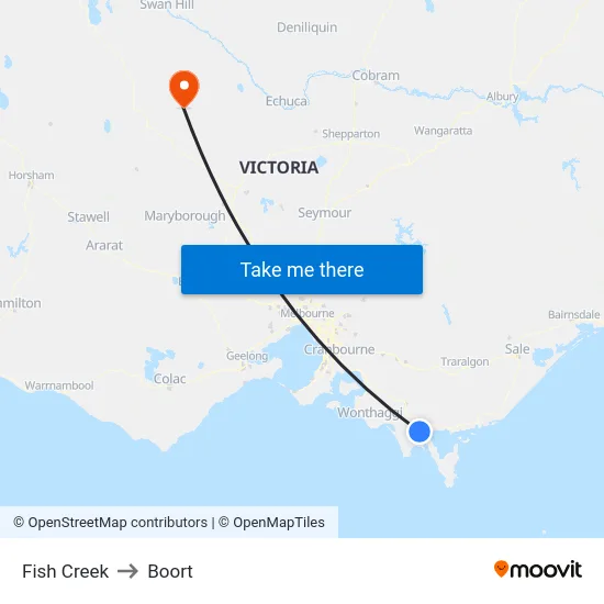 Fish Creek to Boort map
