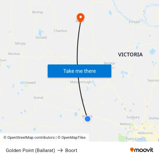 Golden Point (Ballarat) to Boort map