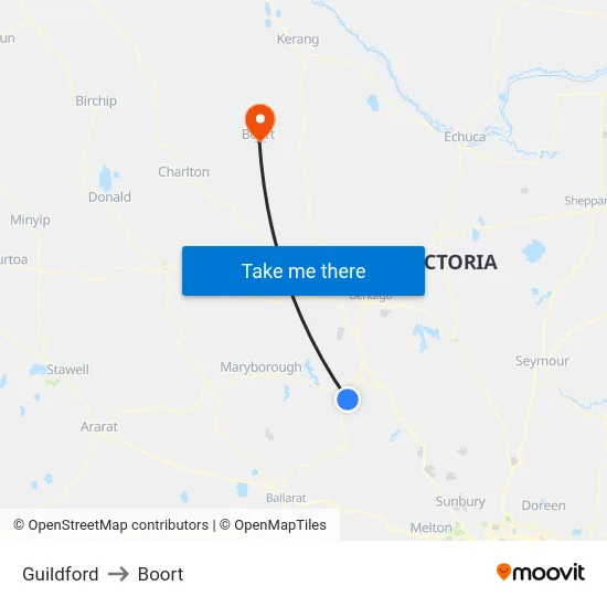 Guildford to Boort map