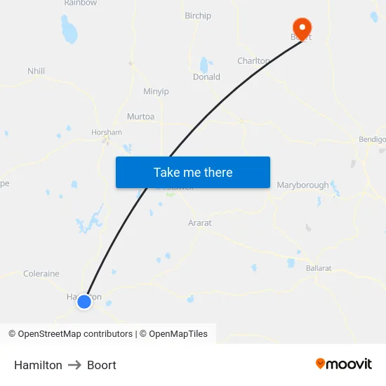 Hamilton to Boort map