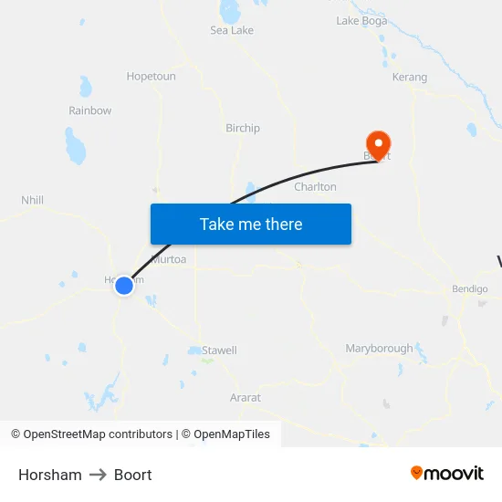 Horsham to Boort map