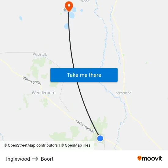 Inglewood to Boort map