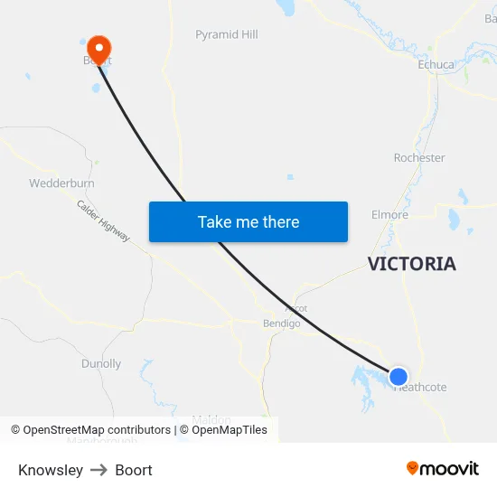 Knowsley to Boort map
