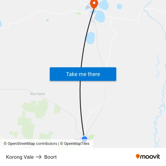 Korong Vale to Boort map