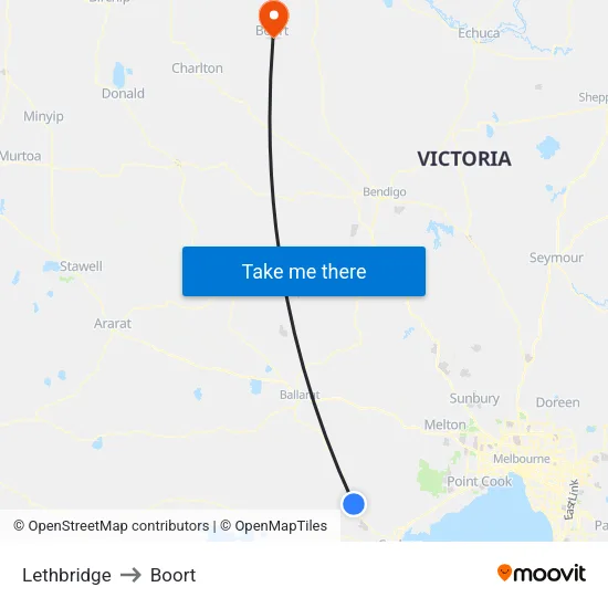 Lethbridge to Boort map