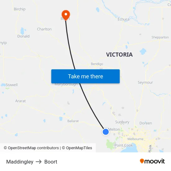 Maddingley to Boort map