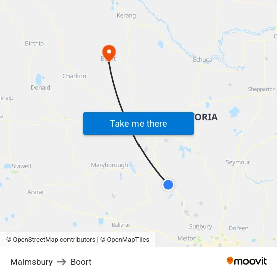 Malmsbury to Boort map