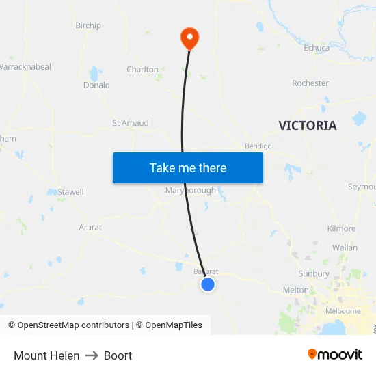 Mount Helen to Boort map