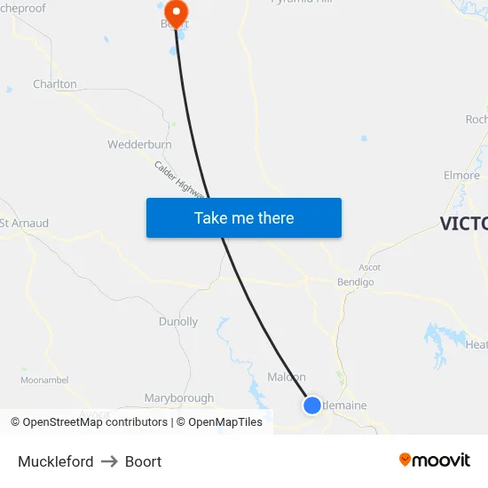 Muckleford to Boort map