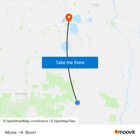 Mysia to Boort map