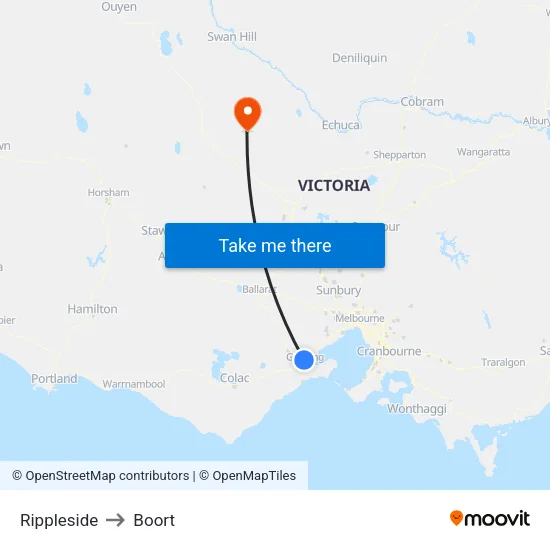 Rippleside to Boort map