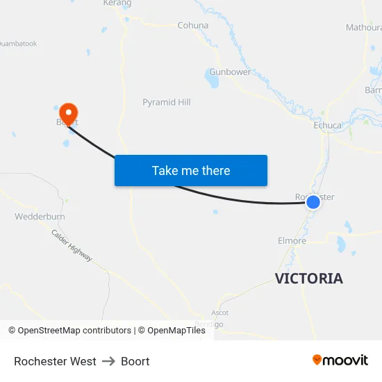 Rochester West to Boort map