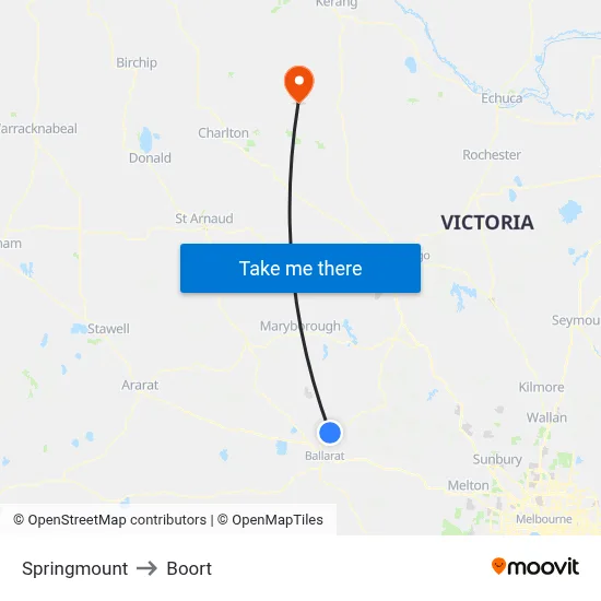 Springmount to Boort map