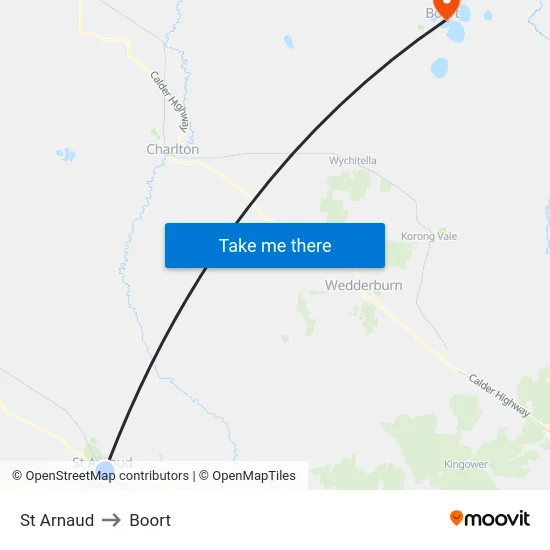St Arnaud to Boort map