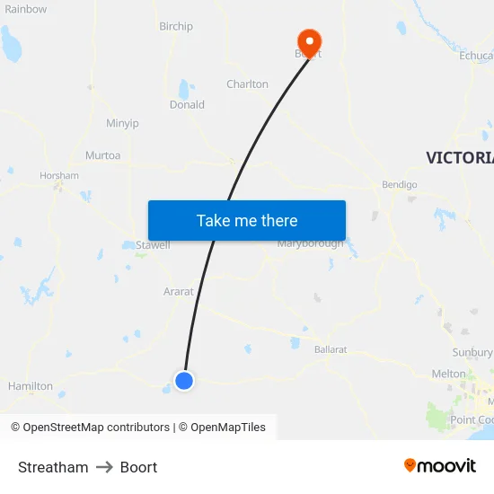 Streatham to Boort map