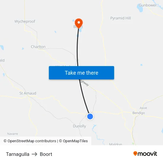 Tarnagulla to Boort map