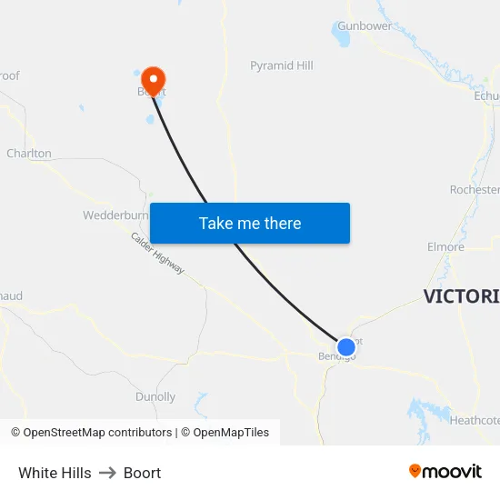 White Hills to Boort map