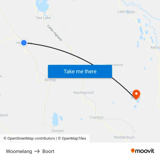 Woomelang to Boort map
