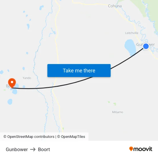 Gunbower to Boort map