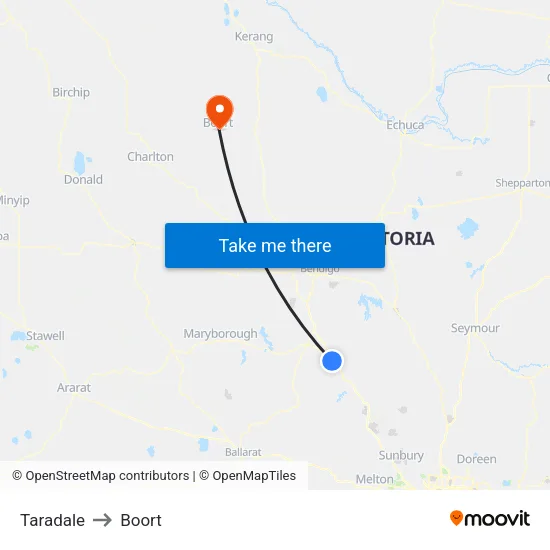 Taradale to Boort map