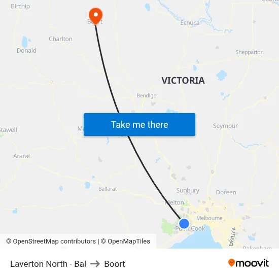 Laverton North - Bal to Boort map