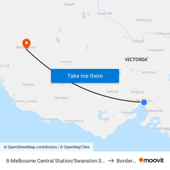 8-Melbourne Central Station/Swanston St (Melbourne City) to Bordertown map