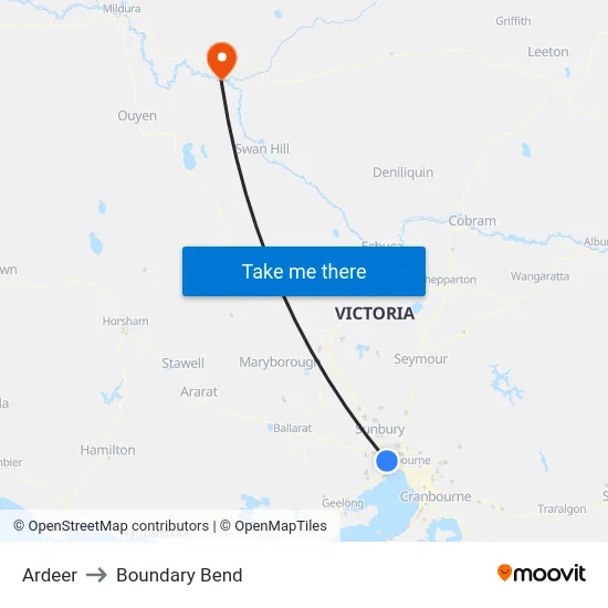 Ardeer to Boundary Bend map