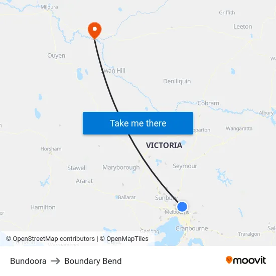 Bundoora to Boundary Bend map