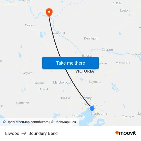 Elwood to Boundary Bend map